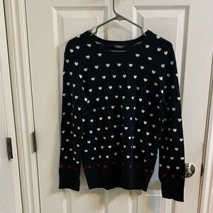 Denver Hayes Valentines Hearts Black White Red Sweater Women’s Size Medium